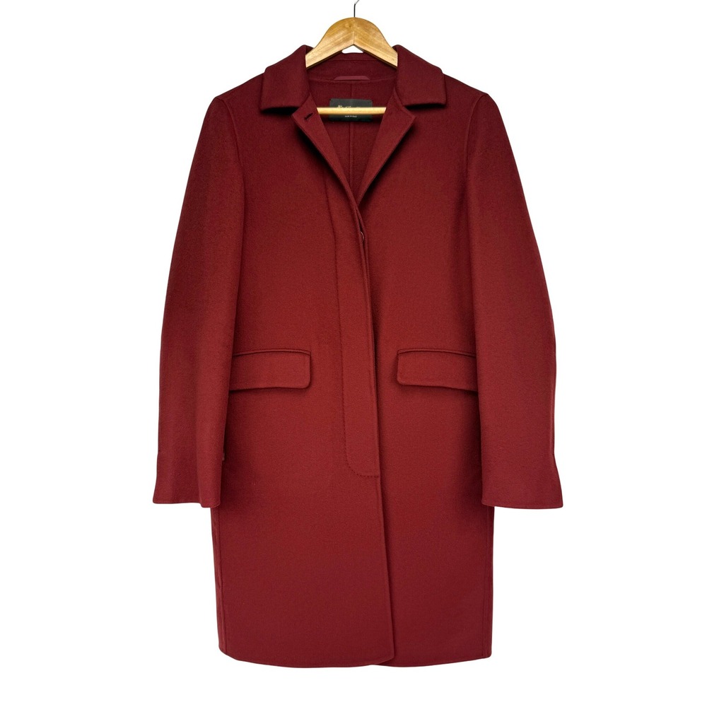 LORO PIANA Burgundy 100% Cashmere Suede Trim Coat IT 40